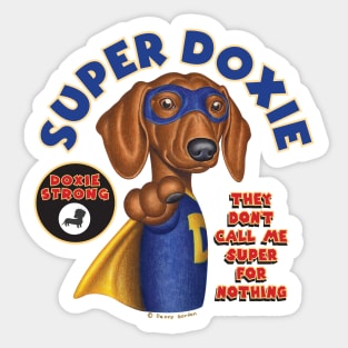 Doxie cool super hero Dachshund Super Hero with mask classic t shirt Sticker